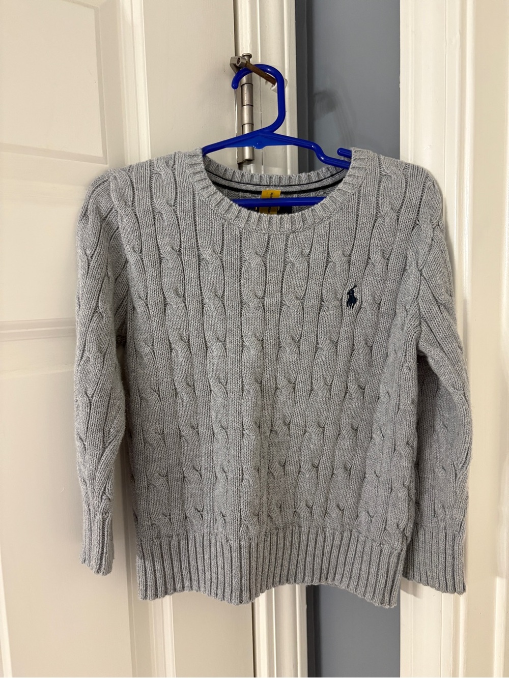 Polo by Ralph Lauren Light Gray Cable-Knit Crewneck Sweater